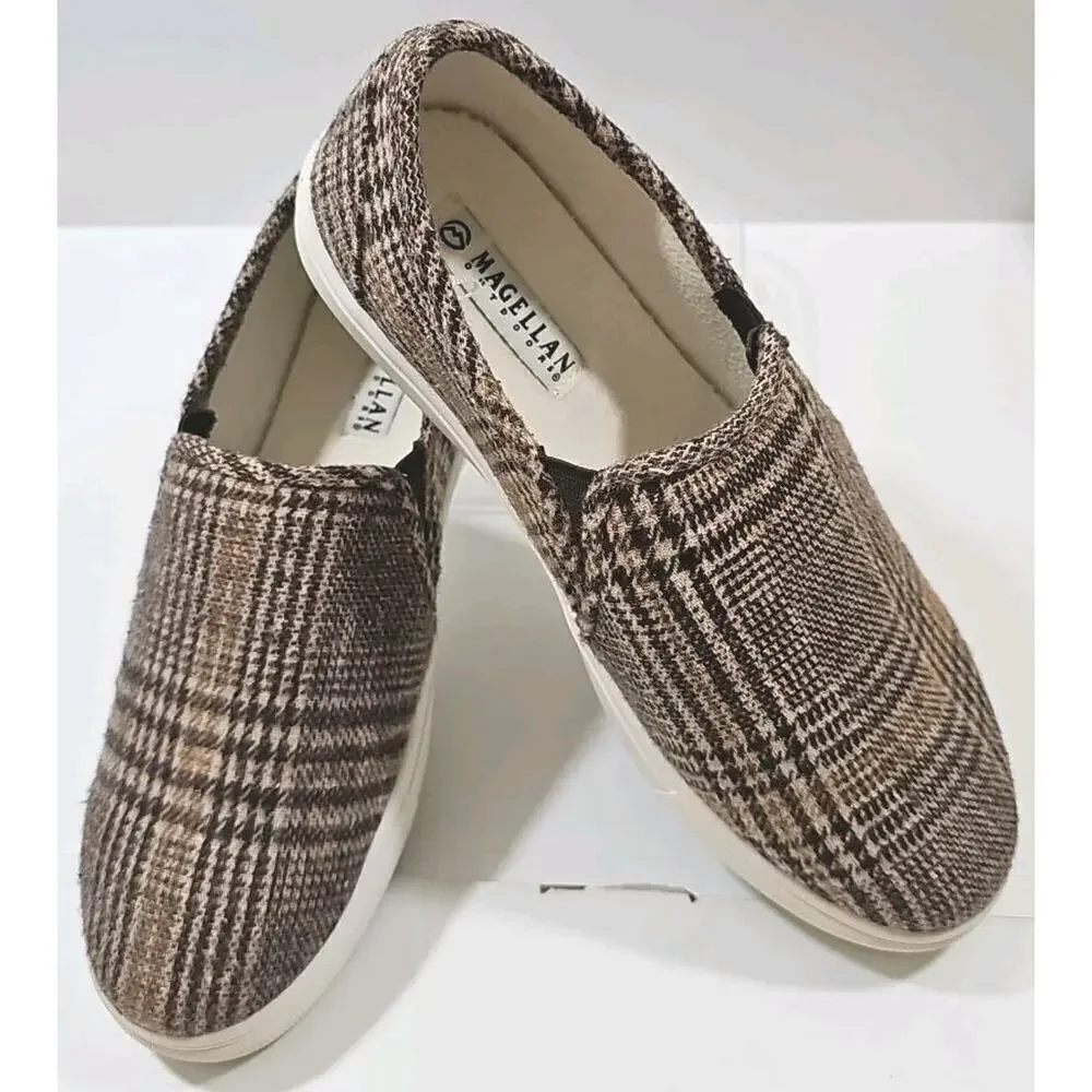 Magellan OutDoors Shoes Loafers Slip Ons Women Size 10B Brown Plaid.